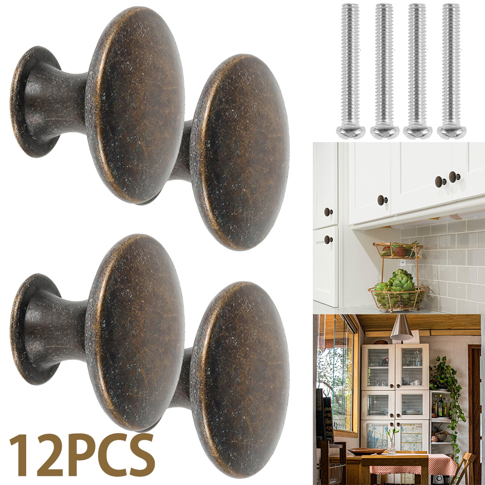 Vintage Furniture Hardware Pulls - 12PCS Retro Pull Handles Bronze Tone