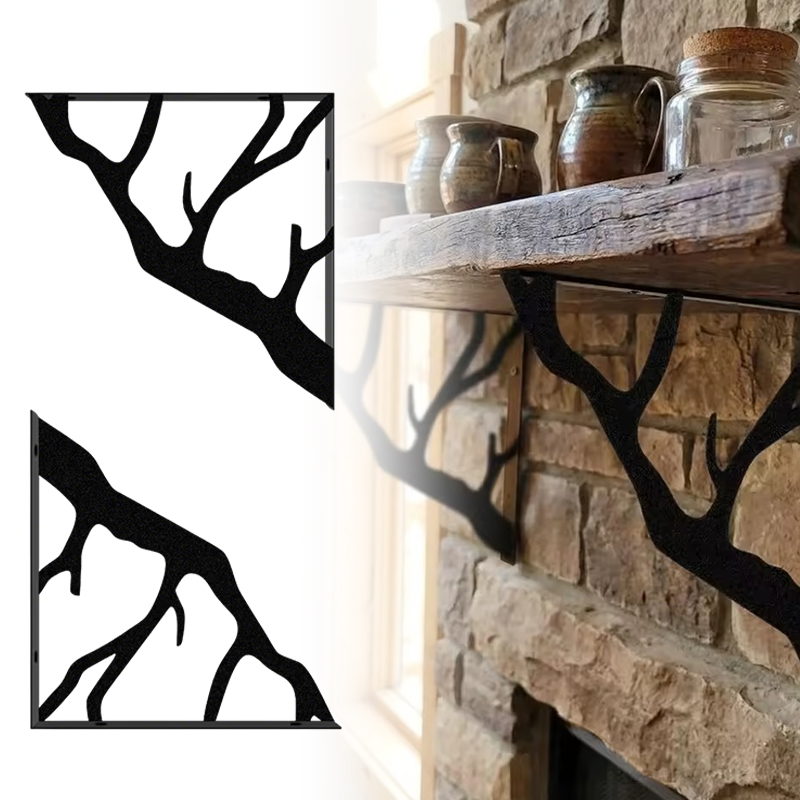 2PCS Black Tree Branch Metal S - Shelf Bracket Pair ulasan dan harga