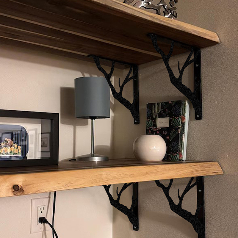 2PCS Black Tree Branch Metal S - Shelf Bracket Pair ulasan dan harga