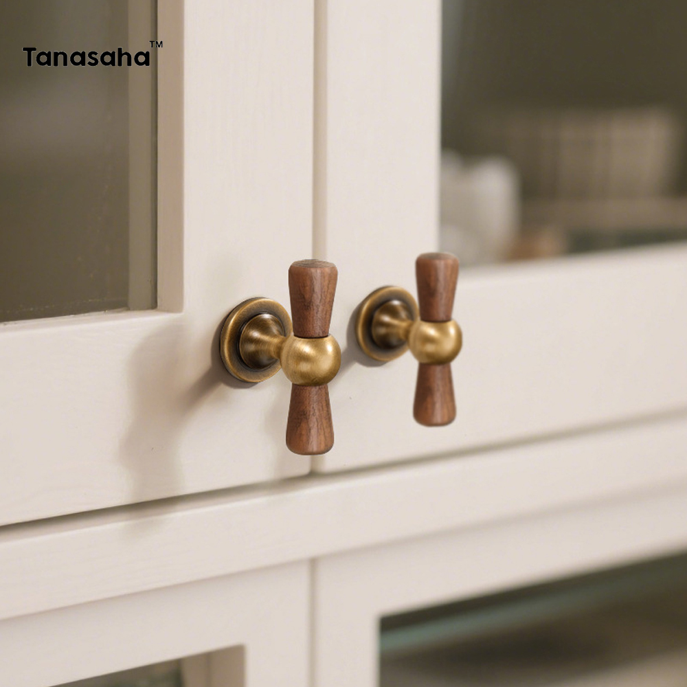 Vintage Walnut Brass Handle Ro - Vintage Furniture Hardware Pulls ulasan dan harga